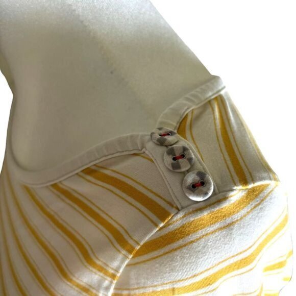 Matilda Jane Striped 3/4 Sleeve Shirt Yellow White Buttons Stretch Size Small - Picture 6 of 9